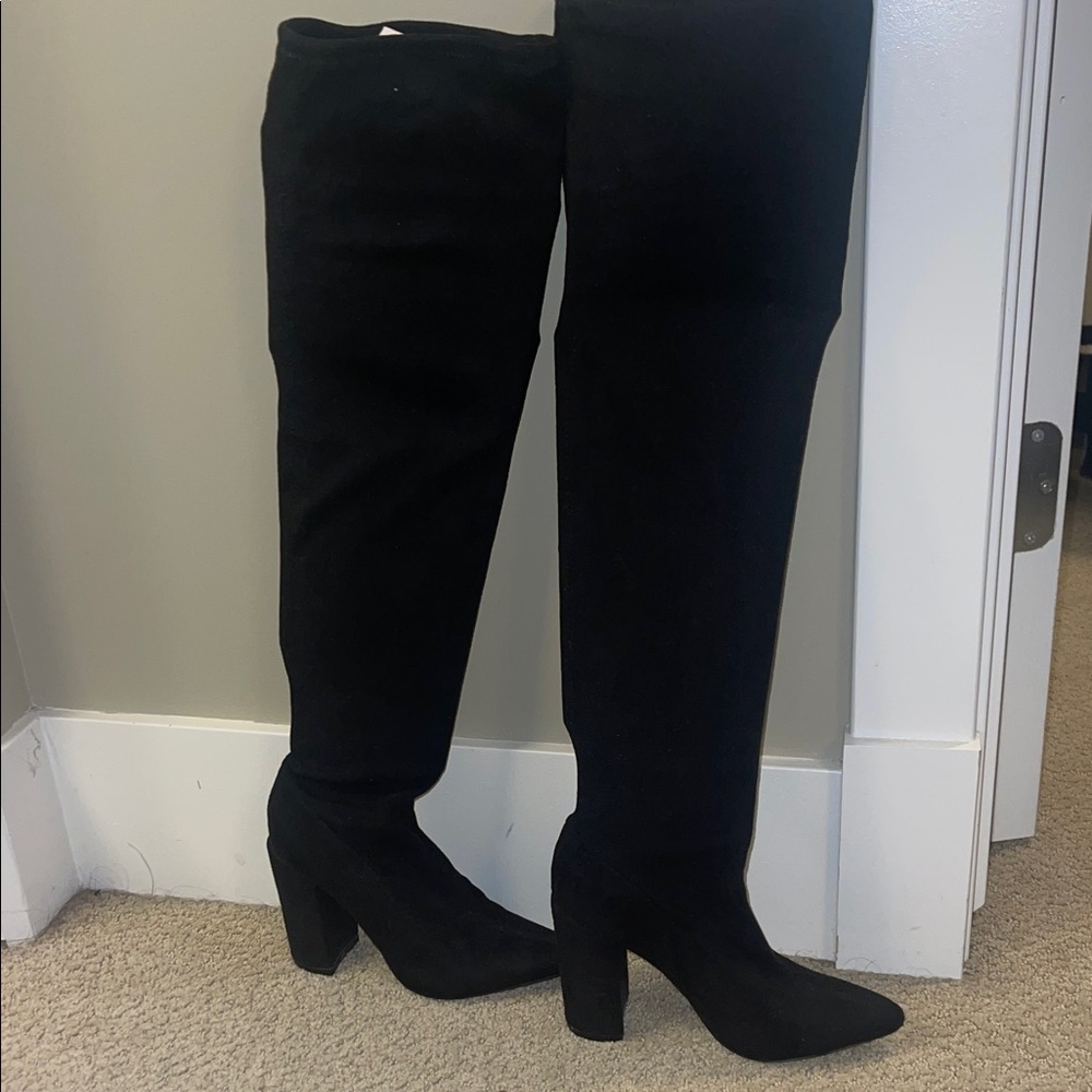 Missguided Black Over the Knee Boots
